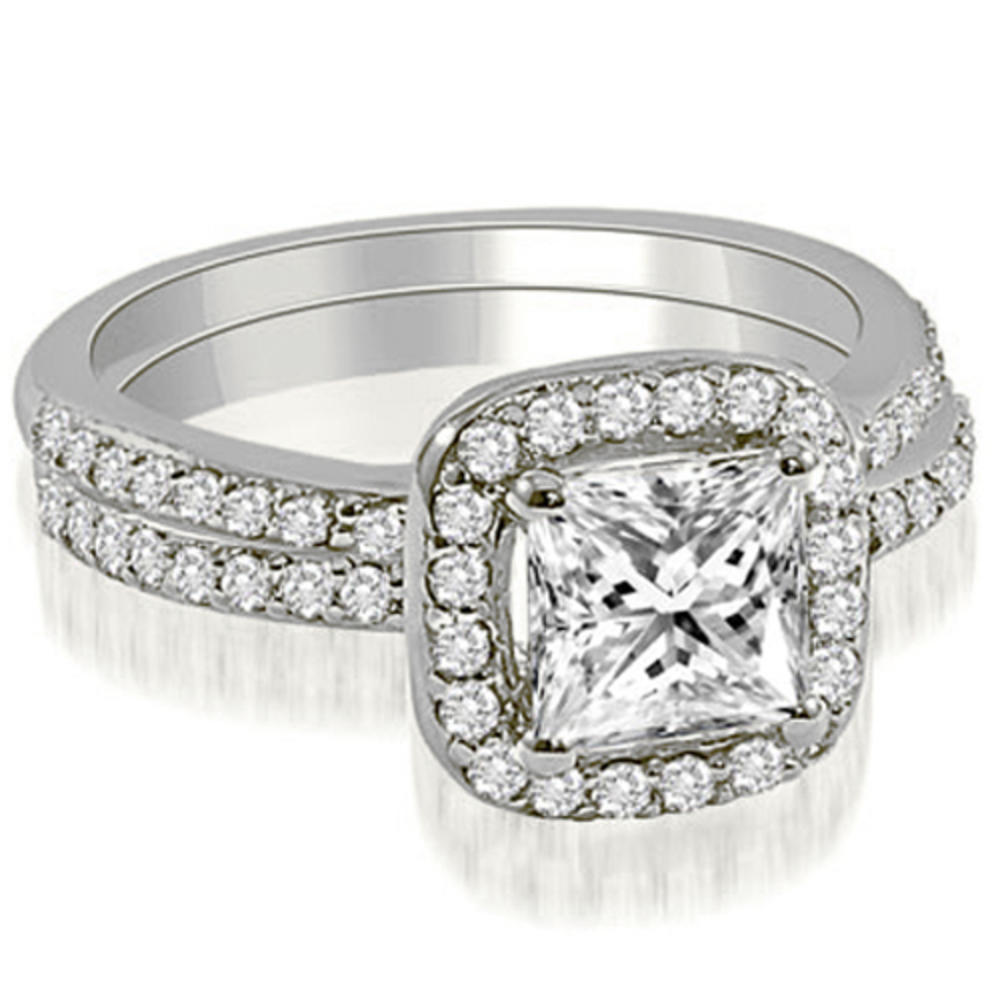 1.35 Cttw Princess Cut 14K White Gold Diamond Bridal Set