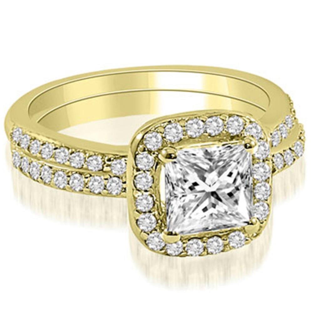 1.35 Cttw Princess- and Round-Cut 14-Karat Yellow Gold Diamond Bridal Set