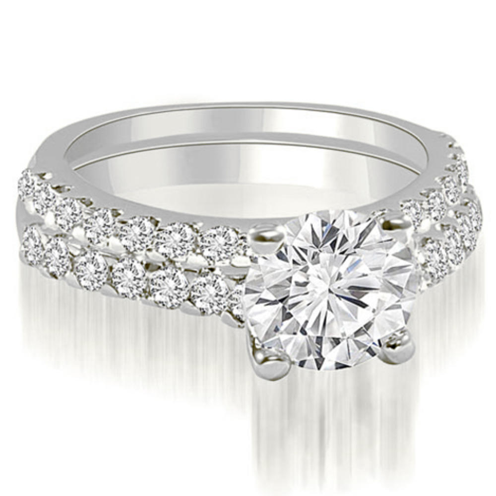 1.05 Cttw Round-Cut 18K White Gold Diamond Bridal Set