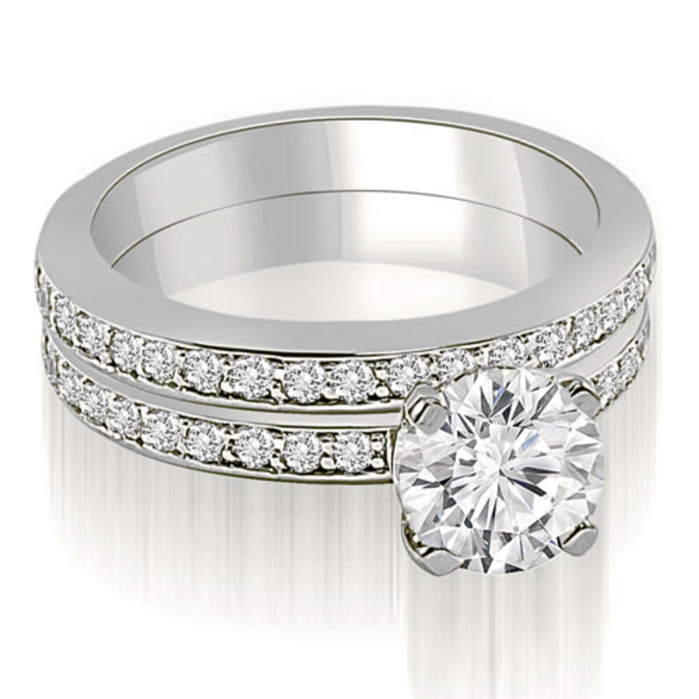1.60 Cttw Round Cut 14k White Gold Diamond Bridal Set