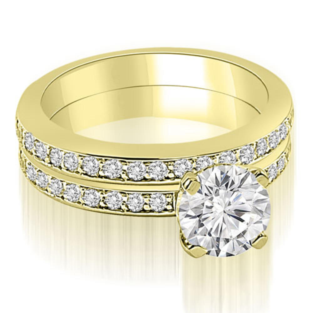 1.05 Cttw Round Cut 14K Yellow Gold Diamond Engagement Ring Set