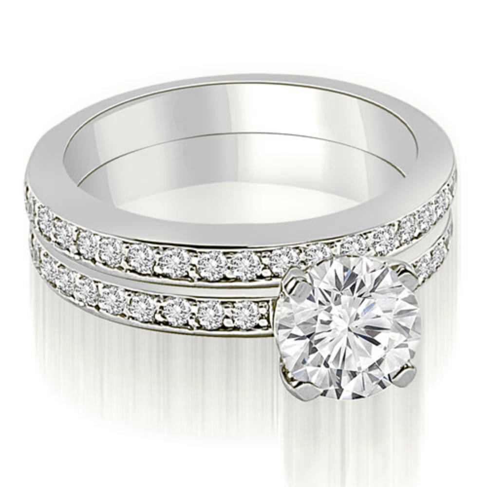 1.60 Cttw Round Cut 18k White Gold Diamond Bridal Set