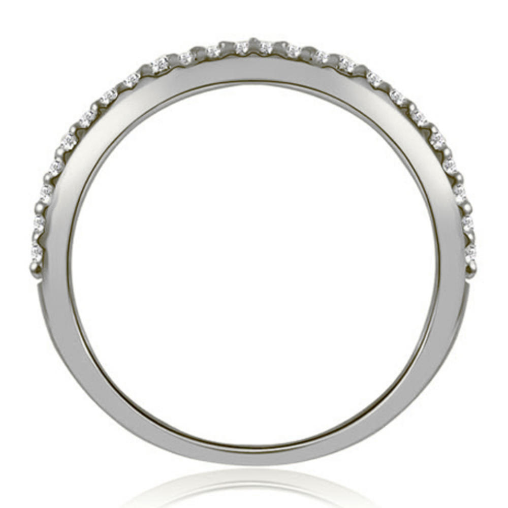 14K White Gold 0.24 cttw  Curved Round Cut Diamond Wedding Band (I1, H-I)