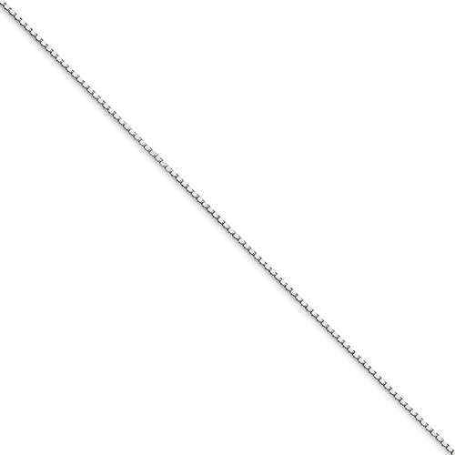 10k White Gold .80mm Box Chain Necklace - 20 Inch - Lobster Claw