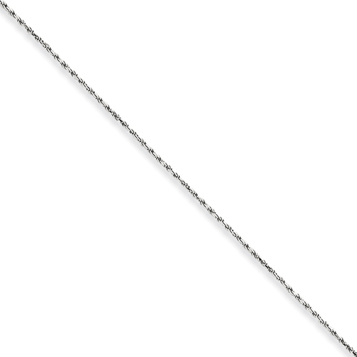 10k White Gold 1.2mm Rope Chain - 24 Inch - Lobster Claw