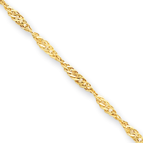 14k 3.00mm Singapore Anklet - 10 Inch - Lobster Claw