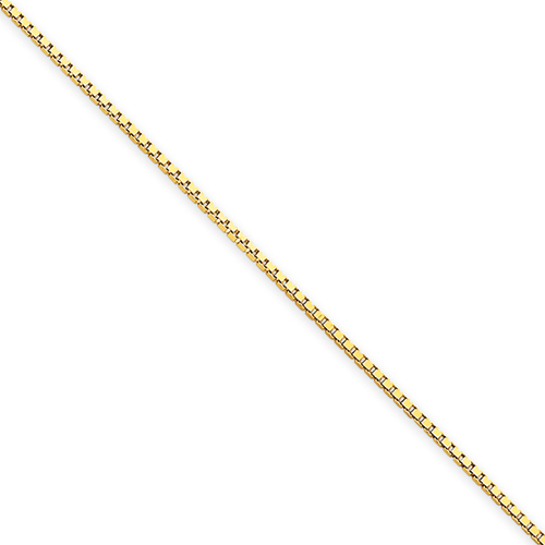 14k 1.0mm Box Chain Anklet - 9 Inch - Lobster Claw
