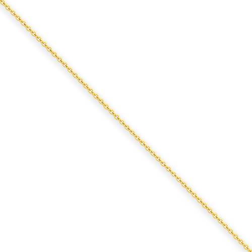 14 Karat .6mm Solid Polished Cable Chain Anklet - 9 Inch - Spring Ring
