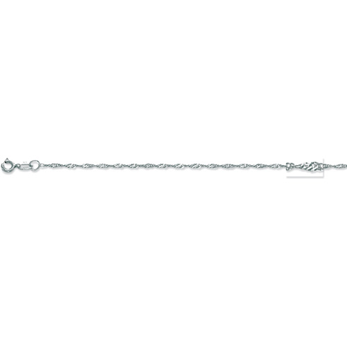 10k 9 Inch White Gold 1.5 Mm Singapore Chain Anklet