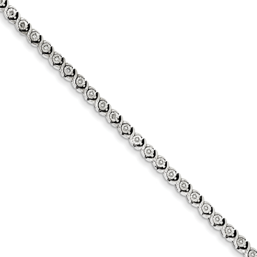 Sterling Silver Rough Diamond Tennis Bracelet