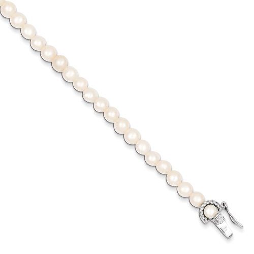 Sterling Silver Freshwater Pearl Bracelet - 7.25 Inch - Box Clasp