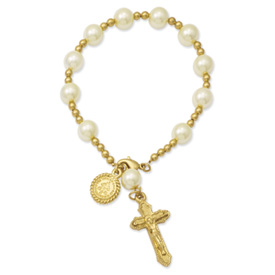 Gold-tone Rosary Bracelet - 7.5 Inch