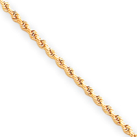 10k 2mm Supreme Value Rope Chain Bracelet - 7 Inch - Lobster Claw