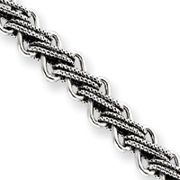 Sterling Silver Antiqued Fancy Link Bracelet - 7.5 Inch - Toggle