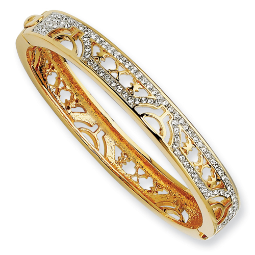 Gold-plated Swarovski Element Crystal Egyptian Bangle Bracelet - 8 Inch
