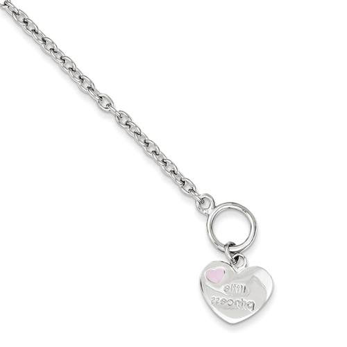Sterling Silver Childrens Heart Bracelet - 6 Inch - Toggle