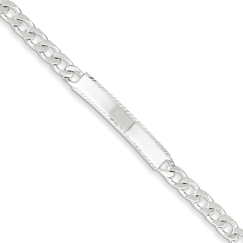 Sterling Silver D-Cut Engraveable Curb ID Bracelet