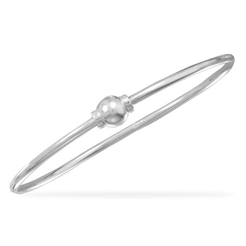 7.5 Inch Polished Add a Charm Bangle 7.5 Inch 2.2mm Sterling Silver Bangle Bracelet With With Bead