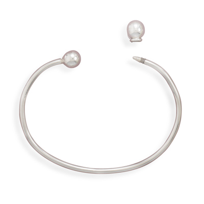 St. Silver Charm Cuff Ball End 2.8mm Wide Cuff Measures 7 Inch Long With Removable Ball End Bracelet