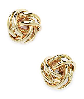 14KT Yellow Gold Cubic Zirconia Large Love Knot Earrings - Measures 10x10mm