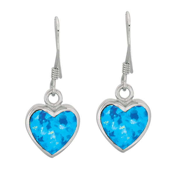 Sterling silver Rhodium Plated Created Opal Earrings