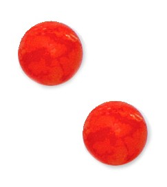 14k Yellow Gold Orange 8mm Round Created Coral Earrings