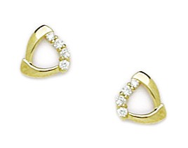 14KT Yellow Gold Cubic Zirconia Triangle Screwback Earrings - Measures 7x6mm