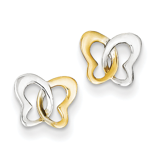 14K and Rhodium Butterfly Post Earrings