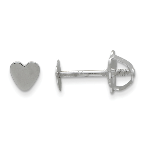 14k White Gold Tiny Heart Baby Post Earrings - Measures 4x4mm