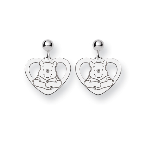 Sterling Silver Disney Winnie the Pooh Heart Post Earrings