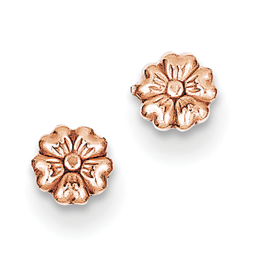 14k Rose Gold Flower Post Earrings