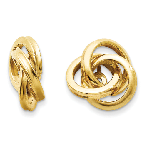 14k Polished Love Knot Earrings Jackets - JewelryWeb