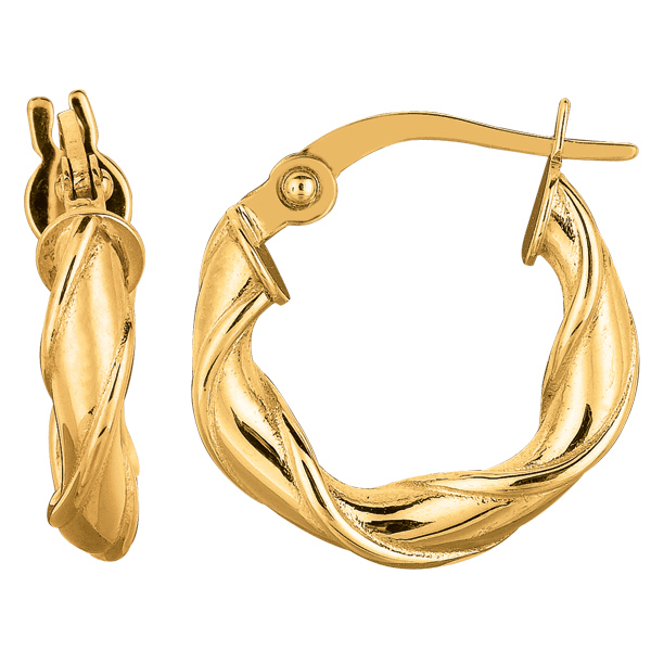 14k Gold Yellow Hoop Earrings 3.3x15.9