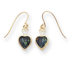14KT Created Opal Heart Earrings
