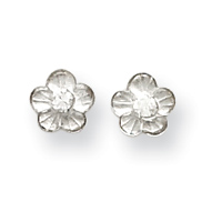 14KT White Gold Flower Childrens Earrings - Measures 6x6mm