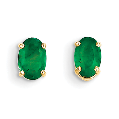 14KT Emerald Earrings - May Birthstone - JewelryWeb