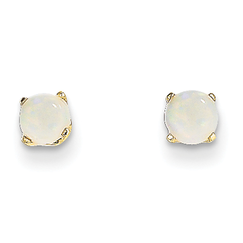 14KT 4mm Round October Birthstone Created Opal Post Earrings
