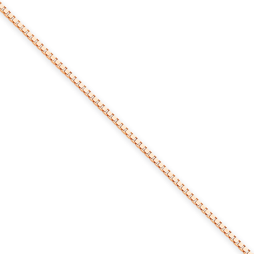 14k Rose Gold 1mm Box Link Chain - 18 Inch - Lobster Claw