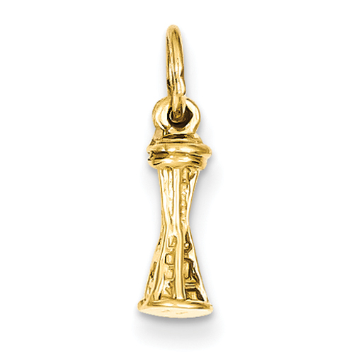 14k Solid Polished 3-Dimensional Seattle Space Needle Charm - Measures 16.6x5.7mm