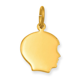 Gold-plated Small Engravable Boys Head Charm - JewelryWeb