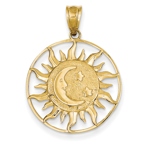 14k Polished Sun with Moon and Star Charm - Measures 30x23mm