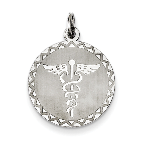 Sterling Silver Caduceus Disc Charm