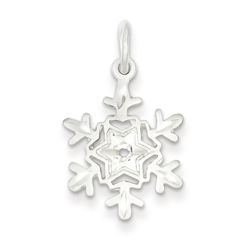 Sterling Silver Diamond-Cut Snowflake Charm - JewelryWeb