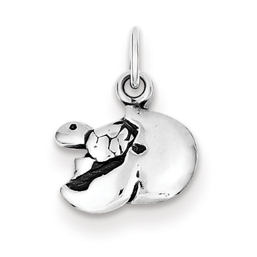Sterling Silver Baby Turtle In Egg Charm