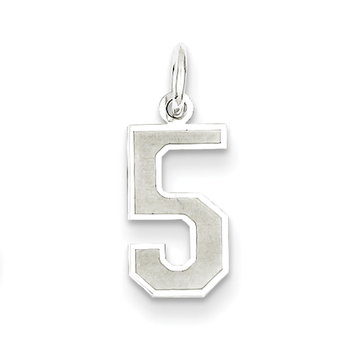 Sterling Silver Small Satin Number 5 Charm