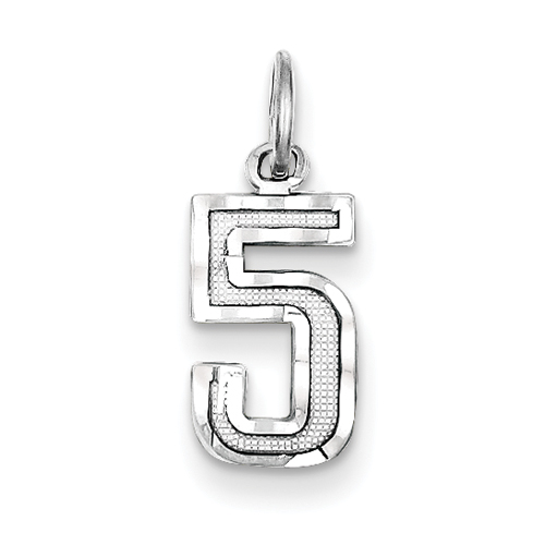 Sterling Silver Small Diamond-cut Number 5 Charm
