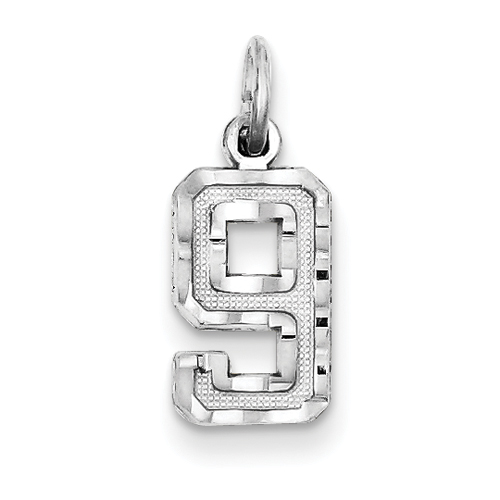 Sterling Silver Small Diamond-Cut Number 9 Charm