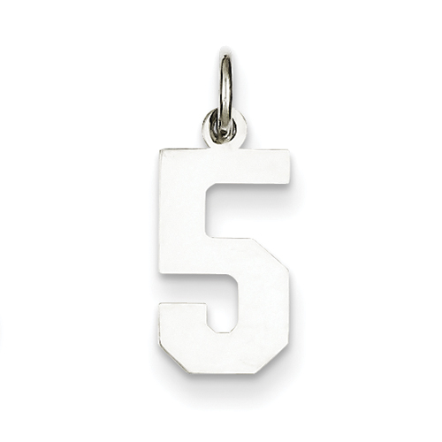 Sterling Silver Small Polished Number 5 Charm
