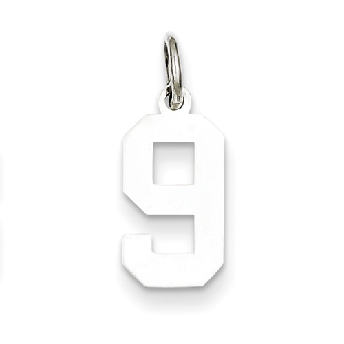 Sterling Silver Small Polished Number 9 Charm