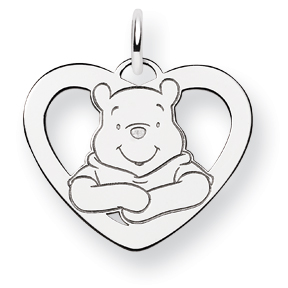 Sterling Silver Disney Winnie the Pooh Heart Charm - JewelryWeb